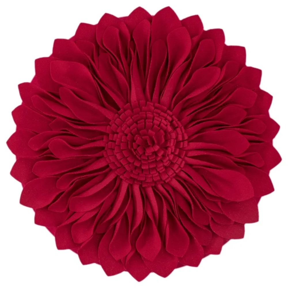 Set of 2 Red Wool 3D Floral Sculptural Pillow Covers Rosette valentine’s Decor